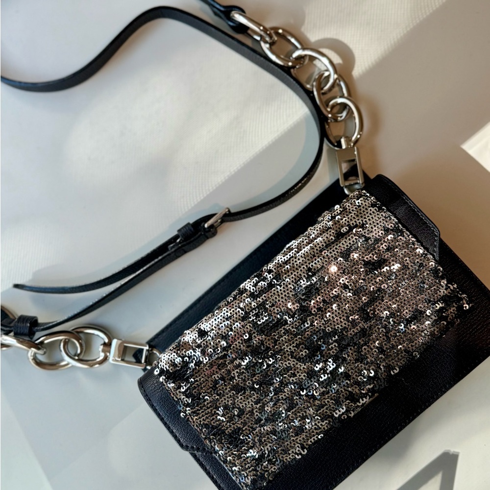 Like New! Charles & Keith Black and Silver Sequin Women's Bag